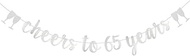 Cheers to 65 Years Banner,Pre-Strung,Silver Paper Glitter Party Decorations for 65TH Wedding Anniver