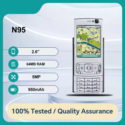 Original Unlocked N95 5MP Camera Bluetooth 2G/3G Mobile Phone 950mAh Good Condition