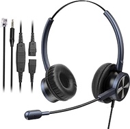 MAIRDI Office Headset with RJ9 &amp; 3.5mm Connectors for Landline Deskphone and Smartphone PC Laptops, Call Center Telephone Headset with Noise Canceling Microphone for Yealink Grandstream Snom
