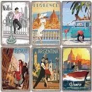 Travel Metal Tin City Posters, Girls Posters, Plaque, Vintage Wall Art, Bar Club, Paris, Monaco, Rom