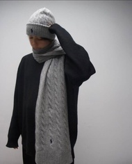 Polo Ralph Lauren 經典小馬復古絞花針織保暖圍巾頸巾