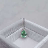 限量現貨 - 巴西帕拉依巴碧璽水滴切割 微鑲鑽石 純 18K 白金項鍊
