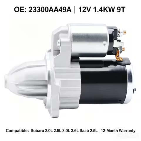 High Power 12V 1.4KW 9T Auto Starter OE 23300AA49A 23300AA49B Replacement for Subaru 2.5L 3.0L Petro