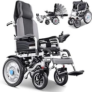 Lightweight for home use Foldable Electric Wheelchair for Adults Adjustable Backrest Foot Pedal Mobility Aid Power Wheelchair Position Adjustable 360° Joystick