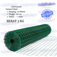 Kawat Loket PVC Ram Hijau 1/4 1/2 3/4 1 inch Kawat Kandang Hewan Ayakan Pasir 1 rol