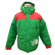 狀況極佳 △ GUCCI THE NORTH FACE 663758 MOUNTAIN GUIDE 羽絨外套 Mountain Guide 羽絨服，帶標誌刺繡和帽子，綠色/RED，正品，男士。