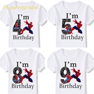 T Shirt For baby boys Clothes Spider-man I’m 3 4 5 6 7 8 9 Years Old Birthday Children Tshirt Girl S