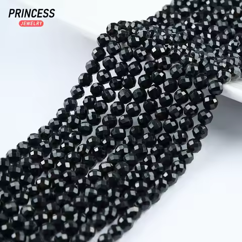 A+ Natural Black Tourmaline Faceted 2 3 4 5mm & 3mm Cube Loose Beads for Jewelry Making Wholesale Se