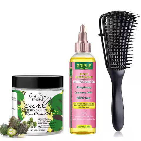 Natural Black Castor Oil Curl Defining Cream Curls Moisturizing Rose Strengthening Hair Oil Professi