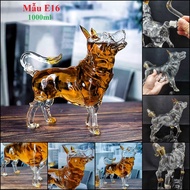 Bình Đựng Rượu 12 Con Giáp 1000ML cao cấp mẫu con chó (tuất) – Vỏ Chai Rượu Đẹp - Chai Thủy Tinh đựn