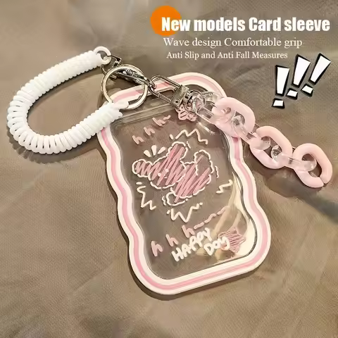 1PC Cute ID Card Meal Card Access Control ID Card Acrylic Card Holder With Hanging Rope Campus Card