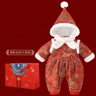 ชุดเสื้อผ้าเด็กผู้หญิงสไตล์จีนสีแดง กล่องของขวัญ เดรสผ้าฝ้ายโพลีเอสเตอร์ 100% สำหรับเด็กวันเกิด 3 เด