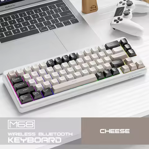 FREEWOLF M68 Wireless Keyboard Multidevice Connection 68 Keys Bluetooth Tri-mode Connection,PBT keyc