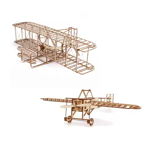 3d Retro Plane Wooden Puzzle Assemble Building Blocks Model Kits DIY for Kids Adult Breriot Wright B