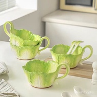 Select Good Things [Cabbage Shape] Ceramic Handle Bowl Cabbage Noodle Soup Instant Plate Salad Porce