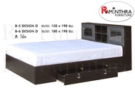 Raminthra Furniture เตียงนอน 6ฟุต บานเลื่อน +ที่นอนสปริง 6ฟุต QC สีโอ๊ค ( Bed )