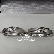 [C781] Engagement Wedding Ring – SAN950 White Gold Couple | Free Name Engraved