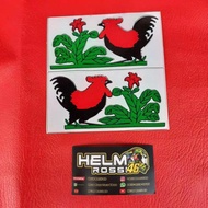 Sticker ayam jago - 1 pasang 2 pcs untuk helm KYT KYOTO dj maru NHK DL