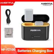 AMBITFUL NP-FZ100 Camera Battery Charging Box Type-C Cable Fast Charging For Canon Nikon Fujifilm So