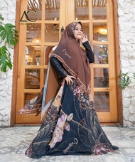 BISA COD || ALISHA MUSLIM FASHION COUPLE IBU ANAK GAMIS SYARI SET KHIMAR TERBARU CERUTY PRINTING FAS