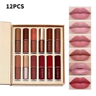 ALNECE 6 Set Lip Gloss Lipgloss Matte / Lipstick Lembut Tahan Lama Melembabkan Dengan Paket Hadiah