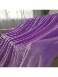 1條純色聚酯纖維多功能毛毯,適用於午休、辦公室、沙發、床上,單人、雙人、超大尺寸