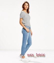 【美國獨賣女款淺藍刷白24-34腰優惠款】美國LEVI S 712 中腰合身窄管丹寧牛仔褲501