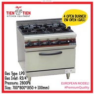 OT/OB10 TIEN TIEN 4 Open Burner with Oven Undershelf (Gas Low Pressure) (HD011)