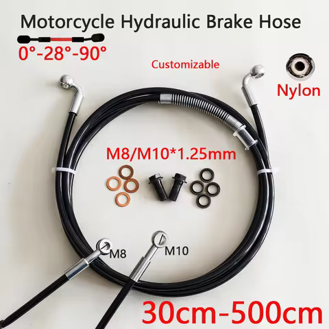 0°-28°-90°AN3 M8/M10x1.25mm Banjo Motorcycle High-Pressure Steel Throat Brake Oil Pipe Stainless Ste