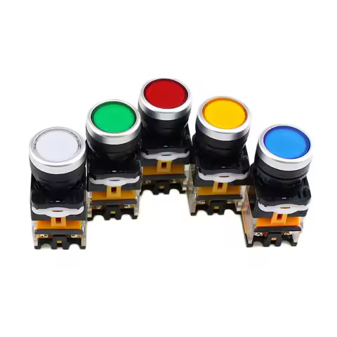 1PCS LA38-11D/11DS Quality Sliver Contact Push Button Switch with Light On/Off Momentary/Latching 22