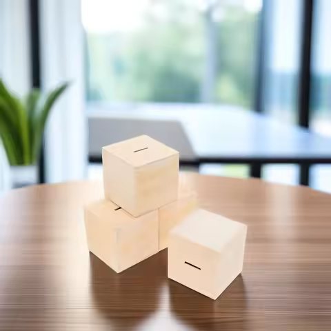 4Pcs Wooden Piggy Banks DIY Paint Your Own Coin Bank Festive Small Savings Box Room Decor Wooden Mon