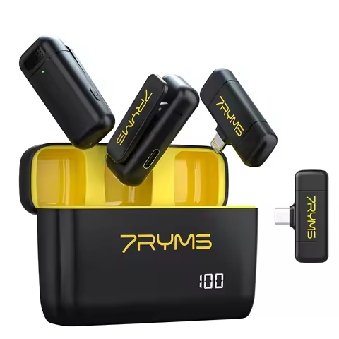 7RYMS Rimo S1 Wireless Lavalier Microphone System Audio Video Voice Recording Mic MFi Licensed Acces