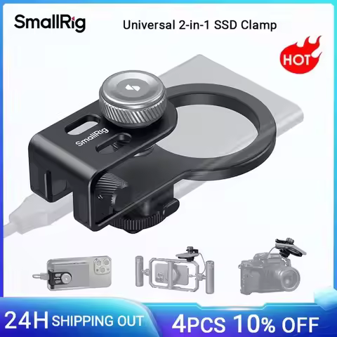 SmallRig SSD Holder Universal 2-in-1 SSD Clamp for MagSafe with Cold Shoe Cable Clamp, for Samsung T