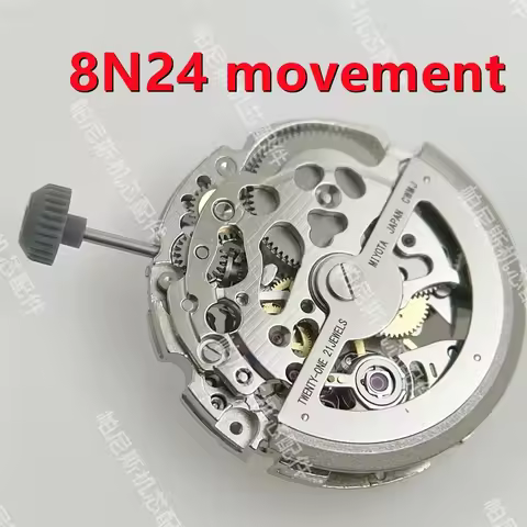Miyota Skeleton 8N24 Mechanical Movement Golden/Silver Automatic Winding 21 Jewels Japan Skeletonize