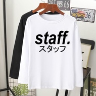  T-shirt viral staff スタッフ baju grafik Jepun style lengan panjang perempuan laki/long sleeve women/#MUSLIM