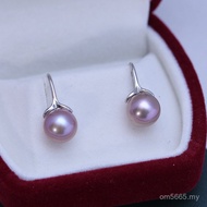 Purple Round Earrings Simple Style Thin Female Strong Light 9-10mmS925 Earrings Slightly Flawed Fres