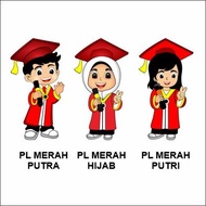 promo plakat akrilik wisuda tk polosan - merah putra