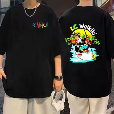 Funny Boating Lc Waikiki Monkey Graphic T-shirt Male Casual Pure Cotton Short Sleeve Men Women Fashi