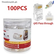 ThickGreyAA  100PCS Cat6 UTP FTP Network Cable RJ45 Plug Modular Ethernet Connectors Gold Plated End
