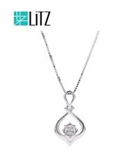 [ Free Necklace ] LITZ 18K White Gold Diamond Pendant C-DP0045 (2.49g+/-)