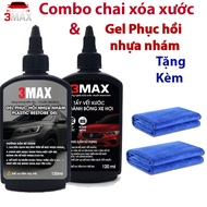 Quá Hời Combo Chai Xi Xóa Xước Và Gel Phục Hồi Nhựa 3Max - Tặng Khăn Lau Dụng - Xóa xước Đánh Bóng -