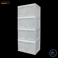 ตู้บานเปิดอเนกประสงค์ 4 ชั้น KASSA HOME รุ่น SPP-Color Vid-4 ขนาด 69 x 50 x 160 ซม. สีเทา - ขาว  +++
