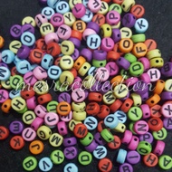 AB04C +- 300 pcs ALPHABET BEADS manik huruf ABC abjad comel +-50 gram craft project seni visual krea