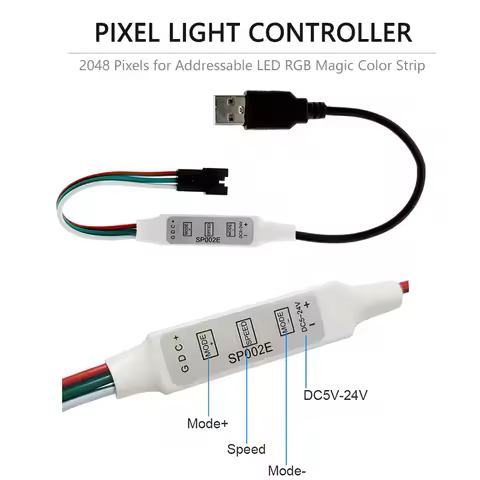 SP002E Mini 3Key LED Controller USB DC For RGBIC WS2812B UCS1903 SK6812 Addressable Pixels LED Strip