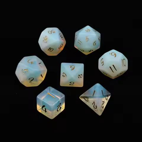 1-7PCS Opal Synthetic Gem Dice Carving Digital Dice set DND TRPG for Dungeons & Dragons gemstones Cr