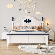 Real 1.2m Girl Single Bedroom American Style Full 1.5m Double Bed Wooden Bed Princess Boy Youth Chil