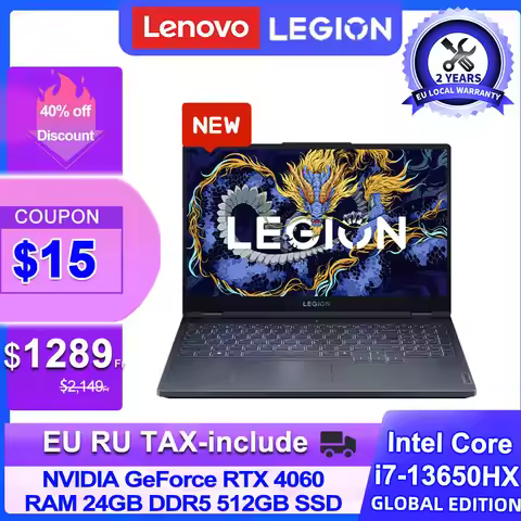 Lenovo LEGION Y7000 Laptop Intel Core i7-13650HX NVIDIA GeForce RTX 4060 24GB DDR5 512GB SSD 15.6-in