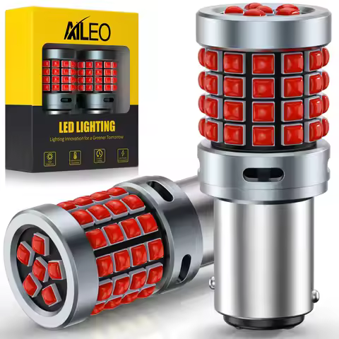 AILEO 2pcs Red Lights Stop Brake Canbus LED 1157 P21/5W LED BAY15D For VW Passat B5 B6 Golf Reverse 