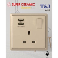 T&J INFINIT 13A 1GANG SWITCH SOCKET + 2GANG 2.1A USB POWER