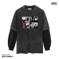SANZ BTS TOUR T-shirt double layer SLIMFIT washed shirt | Cotton combed 24s premium longsleeve BTS T